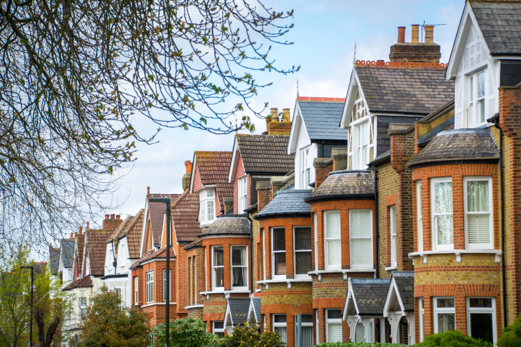 A street of red brick terraced houses